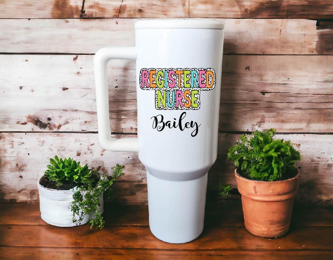 Retro Dalmatian Dots Nurse Tumbler 40 oz, Custom Gift
