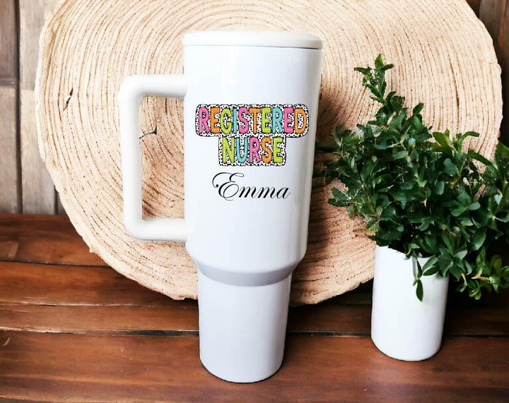 Retro Dalmatian Dots Nurse Tumbler 40 oz, Custom Gift