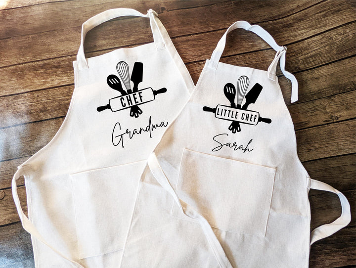 Little Chef Apron for Kids and Women with Pocket