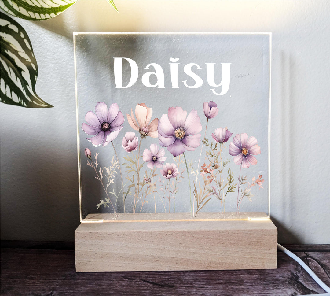 Custom night light Floral kids Night light with name room decor Custom baby gift Acrylic light Baby girl Gifts&nbsp;Birthday Gift Holiday gifts