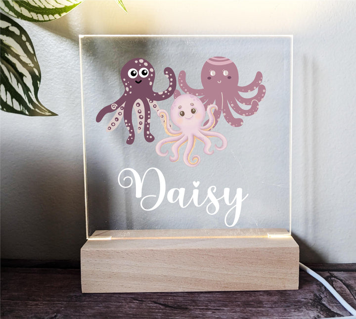 Personalized Octopus kid Night light with name room decor Custom baby gift Acrylic light girl Gift Nursery Decor custom ocean Birthday party