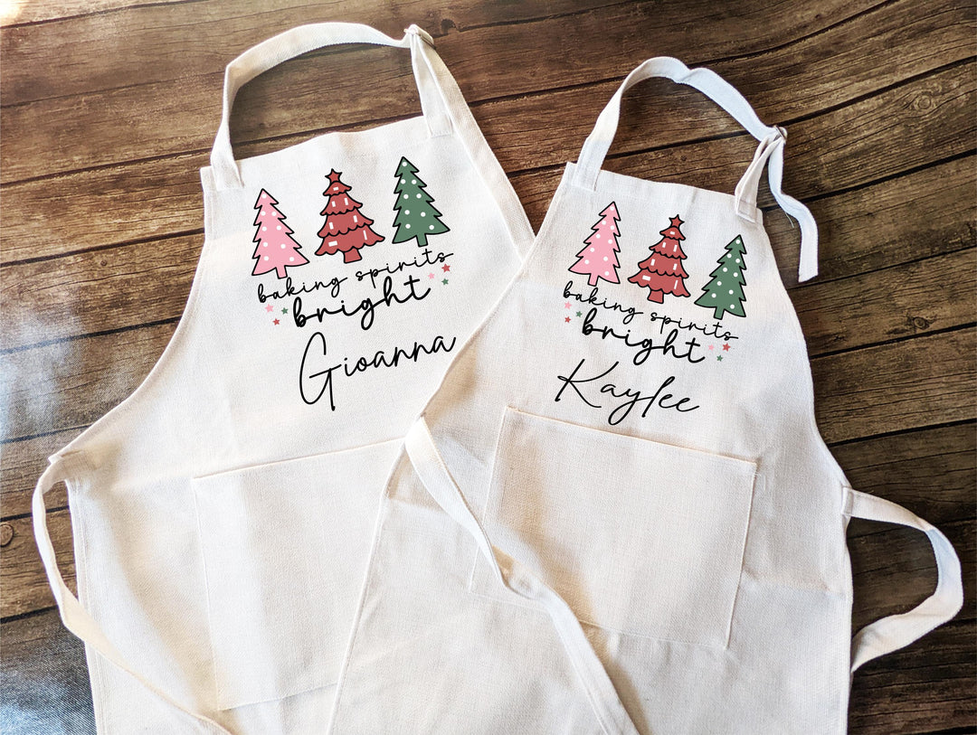 Custom Christmas Baking Squad Apron for Women Holiday Crew