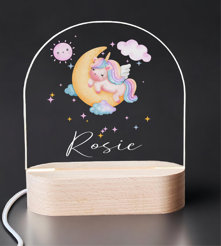 Personalized Unicorn Birthday Night Light Custom Name Decor