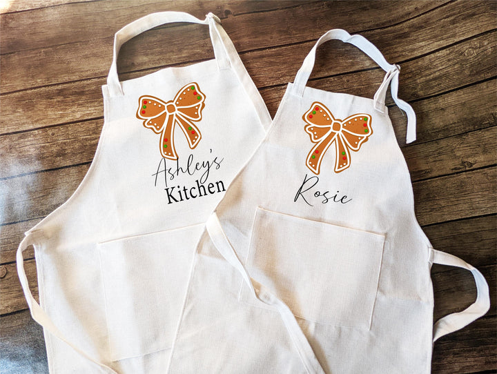 Coquette Gingerbread Christmas Apron for Women Baking Crew