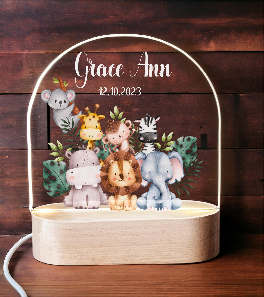 Personalized Safari Animal Night Light for Kids