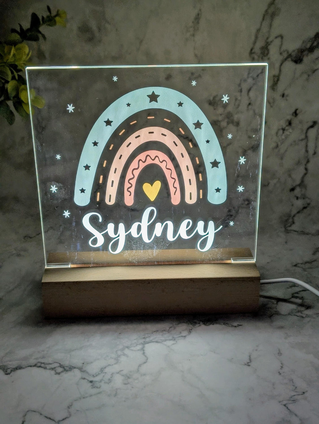 Personalized Rainbow Nursery Night Light with Custom Name