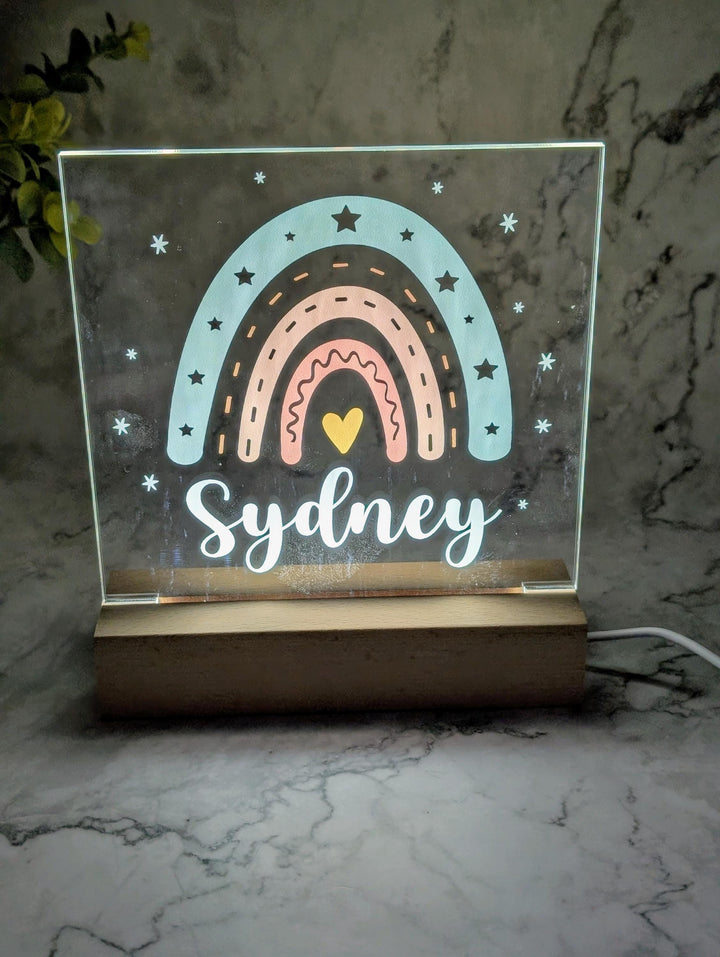 Personalized Rainbow Nursery Night Light with Custom Name