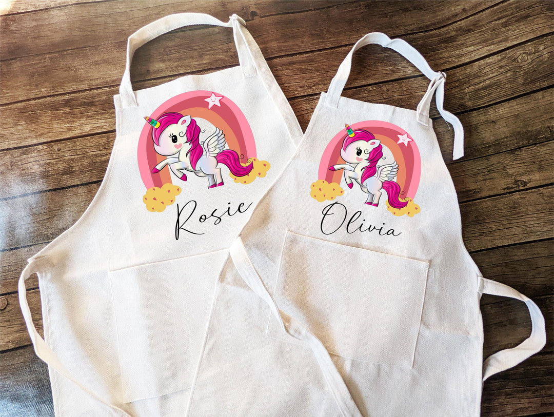 Personalized Rainbow Kid Apron with Pocket and Adjustable Strap