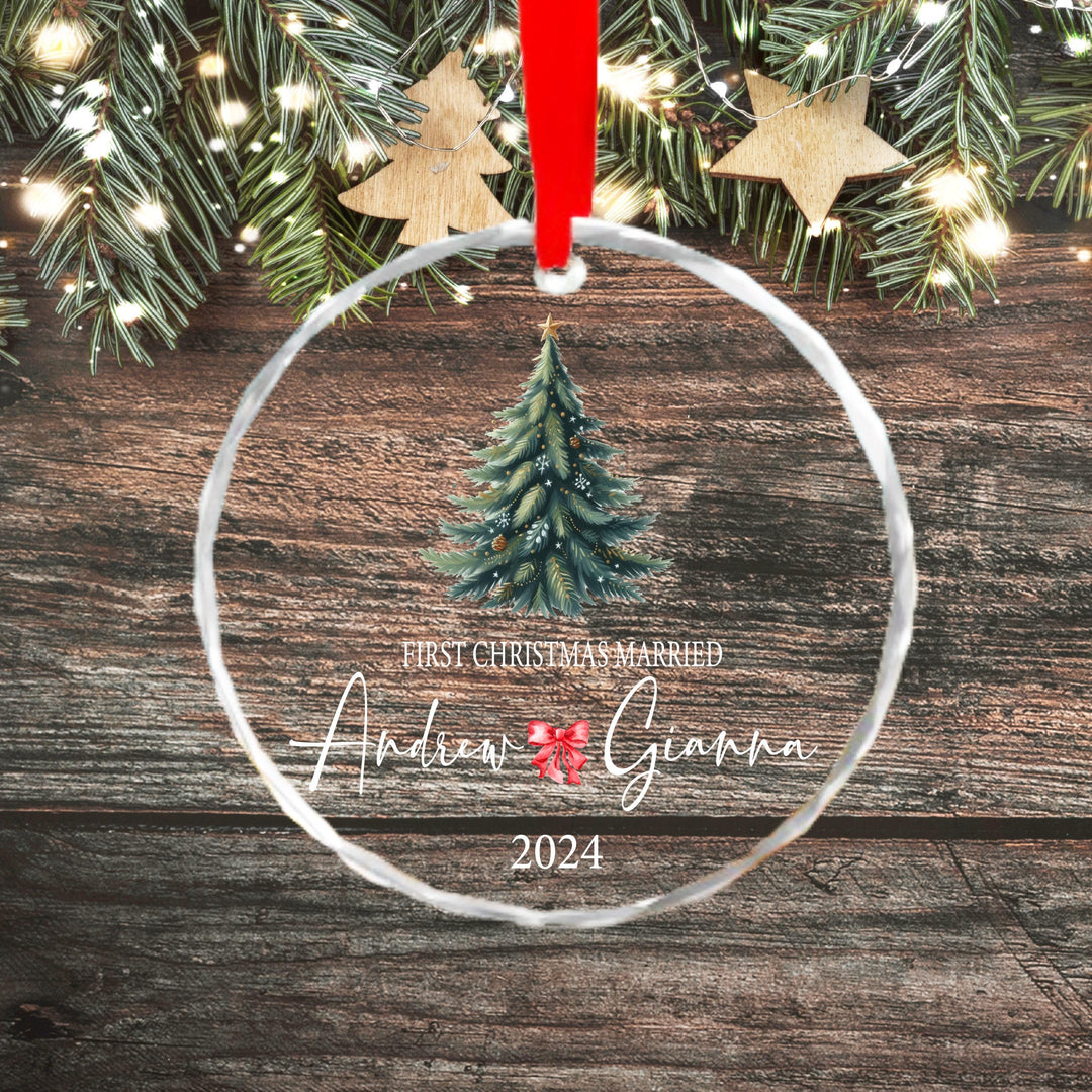 Personalized married Couple Christmas glass ornament Gift for couple Crystal ornament gift for newly weds Daughter in law gift Ornament