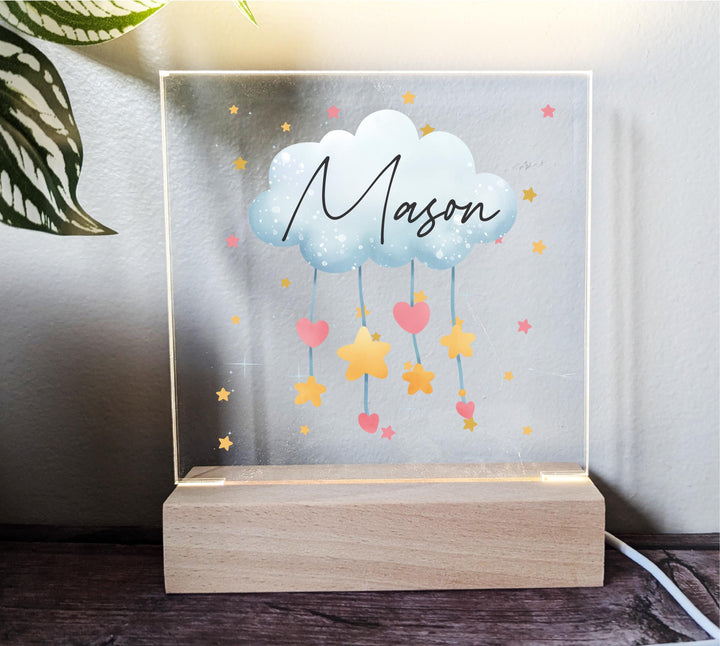 Custom Acrylic LED Light | Personalized Baby Boy Gift Perfect Nursery Décor for Grandson & Nephew