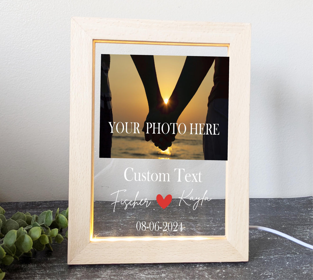 Photo Valentines Day Gift Anniversary gift couple Gift for Him Names And Date Engagement Gift Photo Name Night Light Frame Bedroom Decor