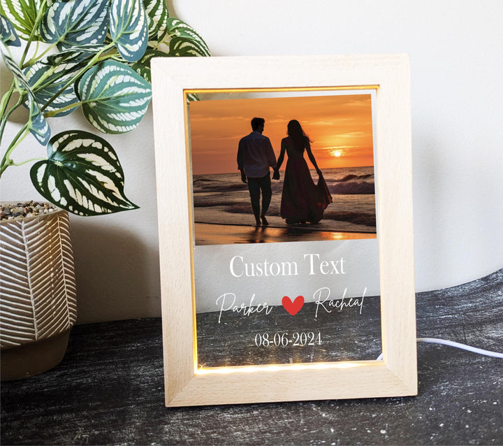 Photo Valentines Day Gift Anniversary gift couple Gift for Him Names And Date Engagement Gift Photo Name Night Light Frame Bedroom Decor