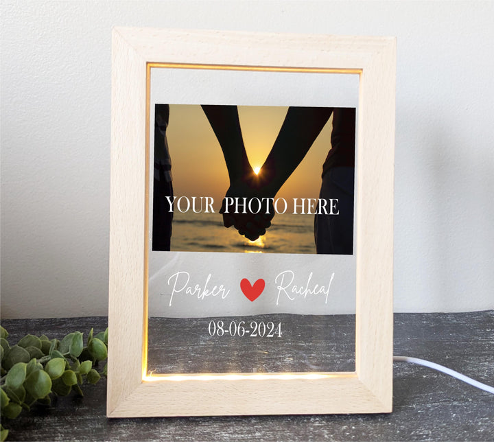 Photo Valentines Day Gift Anniversary gift couple Gift for Him Names And Date Engagement Gift Photo Name Night Light Frame Bedroom Decor