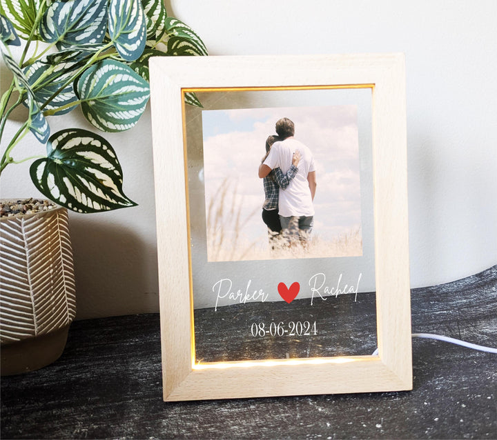 Photo Valentines Day Gift Anniversary gift couple Gift for Him Names And Date Engagement Gift Photo Name Night Light Frame Bedroom Decor