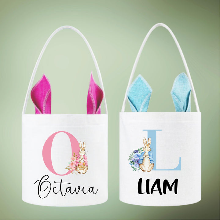 Kids Easter Basket With Bunny Ears Personalized Treat Bag