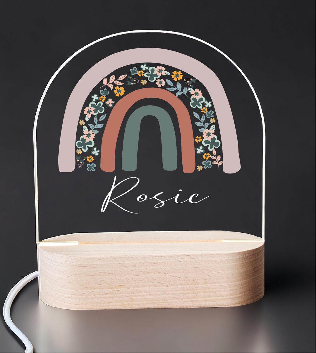 Personalized Rainbow Boho Kids Room LED Light Decor
