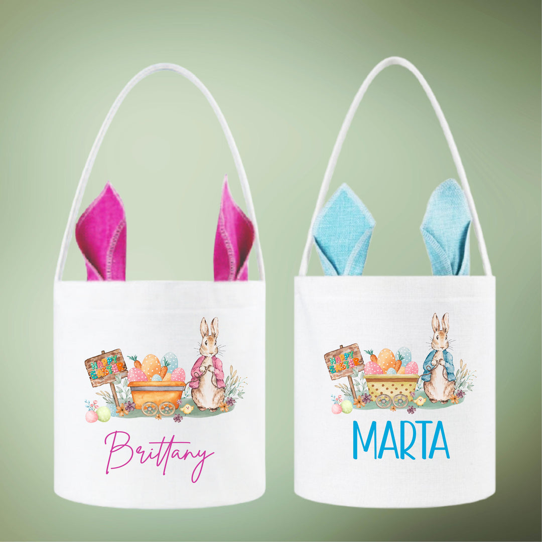 Personalized Kids Easter Basket with Bunny Ears