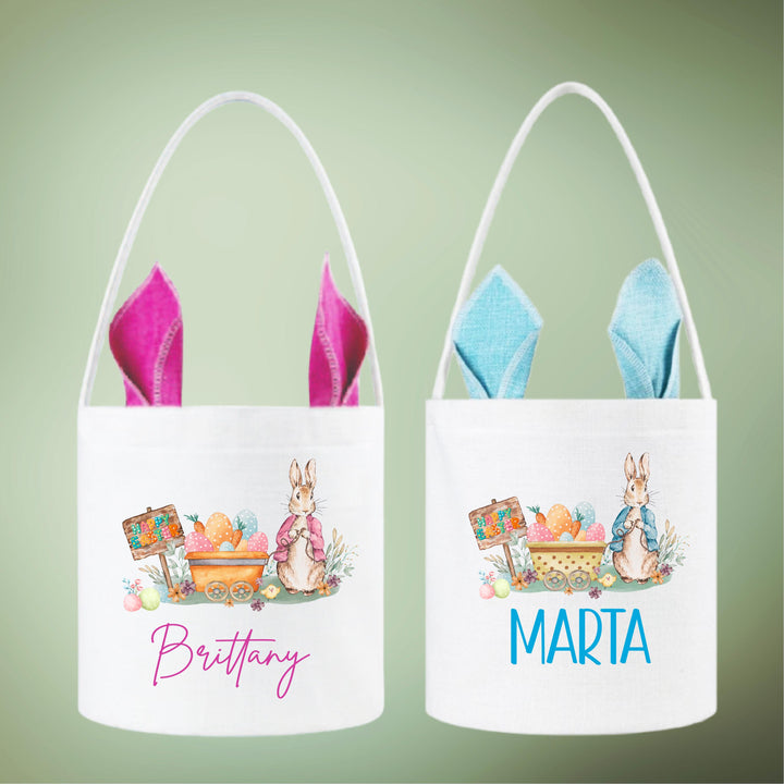 Personalized Kids Easter Basket with Bunny Ears