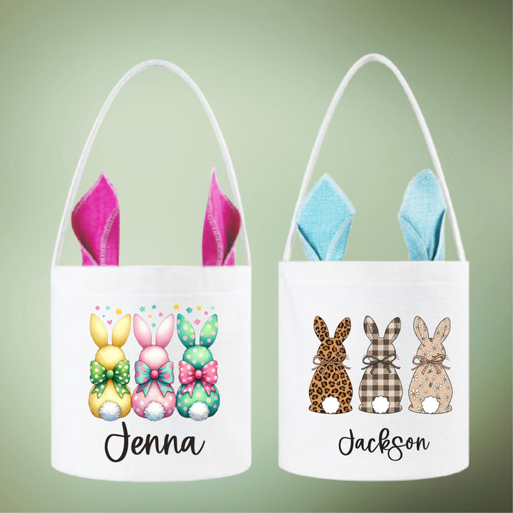 Easter Basket With Bunny Ears Personalized Egg Hunt Bag For Grandkids