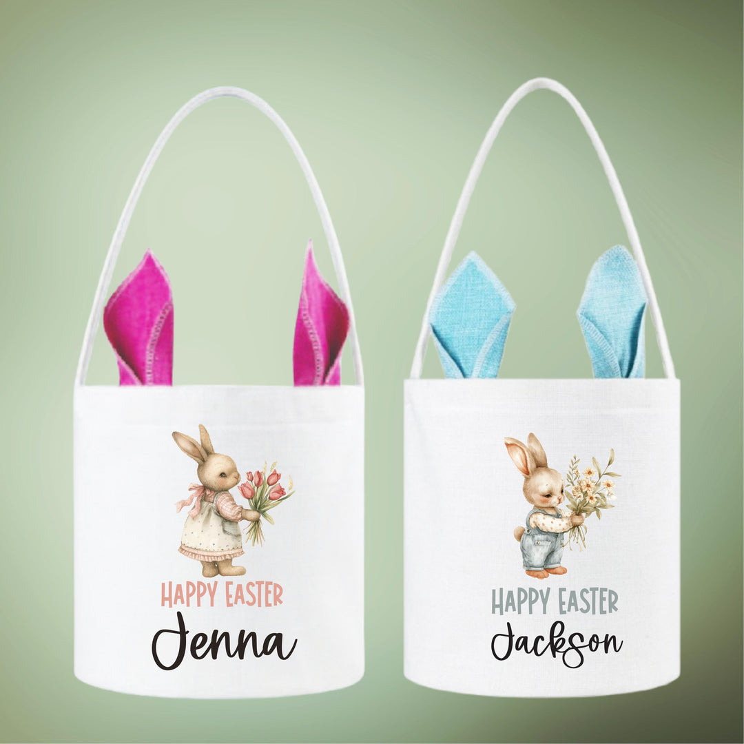 Custom Easter Treat Bag With Bunny Ears Personalized Egg Hunt Bag
