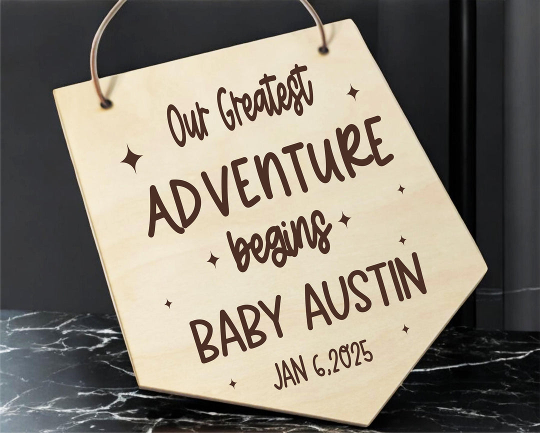 Personalized 'Our Greatest Adventure' Nursery Decor Wall Flag