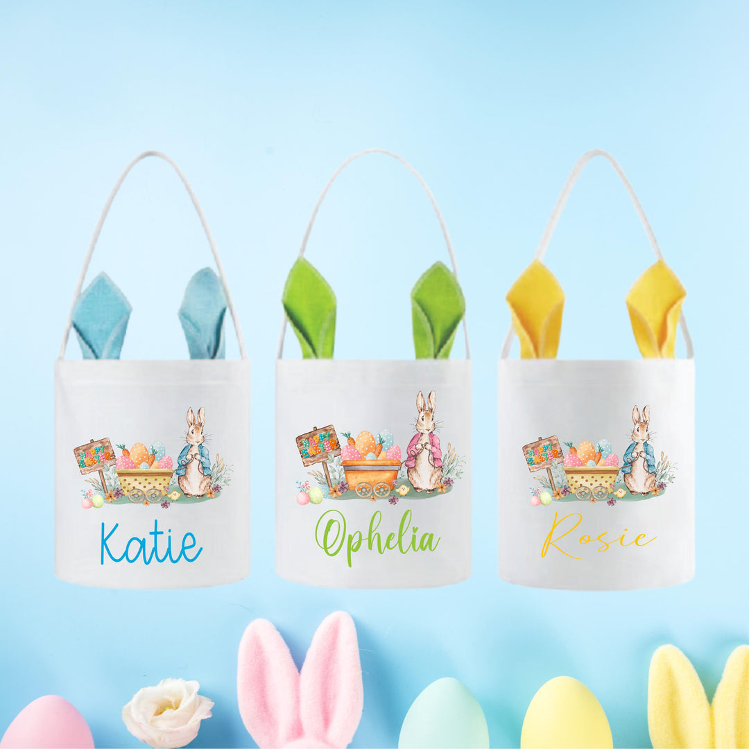 Personalized Kids Easter Basket with Bunny Ears