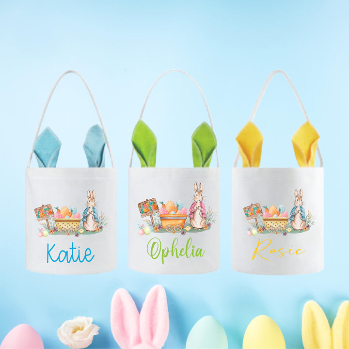 Personalized Kids Easter Basket with Bunny Ears