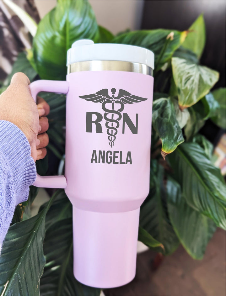 Custom RN Nurse Tumbler 40 Oz, Personalized Gift