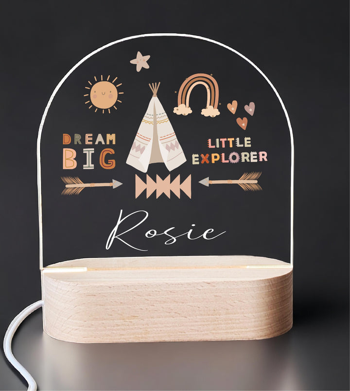 Personalized Boho Baby Boy Kids Room Decor Name Light