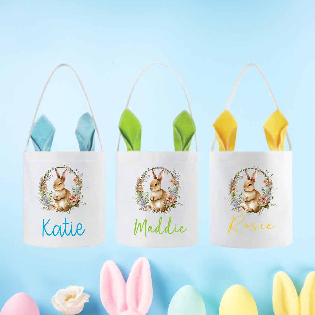 Personalized Easter Bunny Gift Bag with Name Tag for Kids