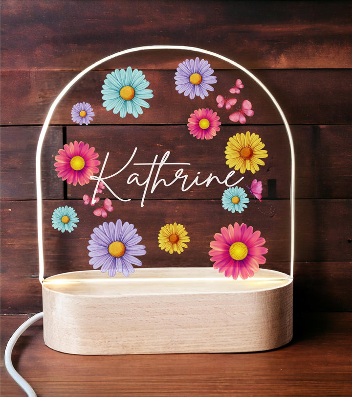 Personalized Daisy Night Light – Custom Name Baby Girl Gift