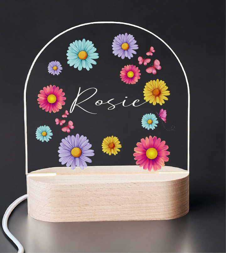 Personalized Daisy Night Light – Custom Name Baby Girl Gift