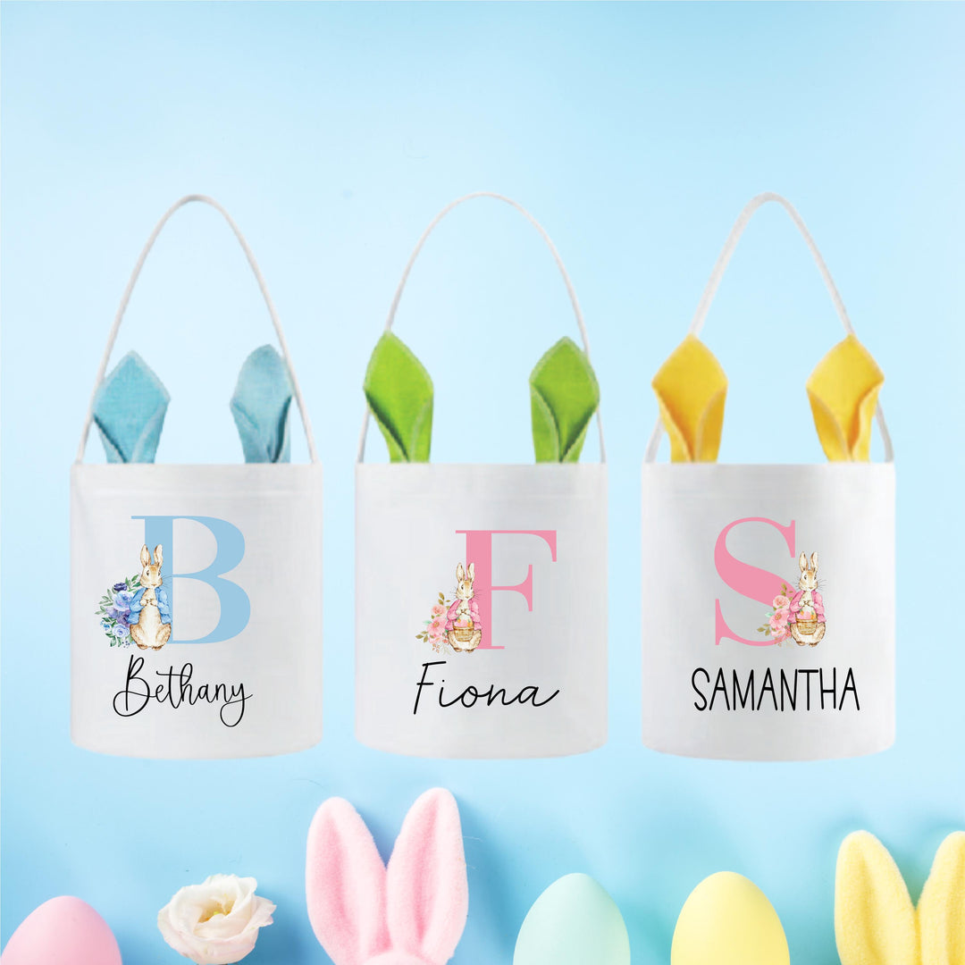 Kids Easter Basket With Bunny Ears Personalized Treat Bag