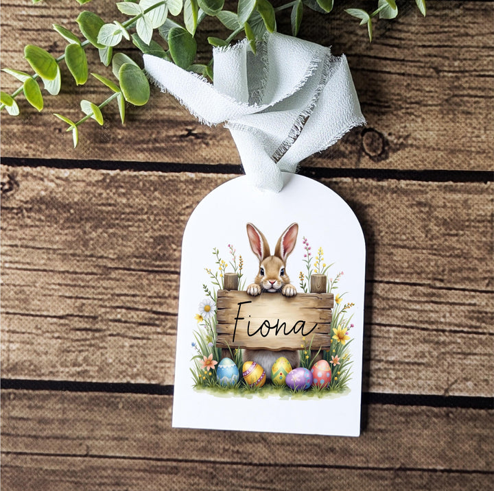 Personalized Kids Easter Basket Name Tag with Bunny Design