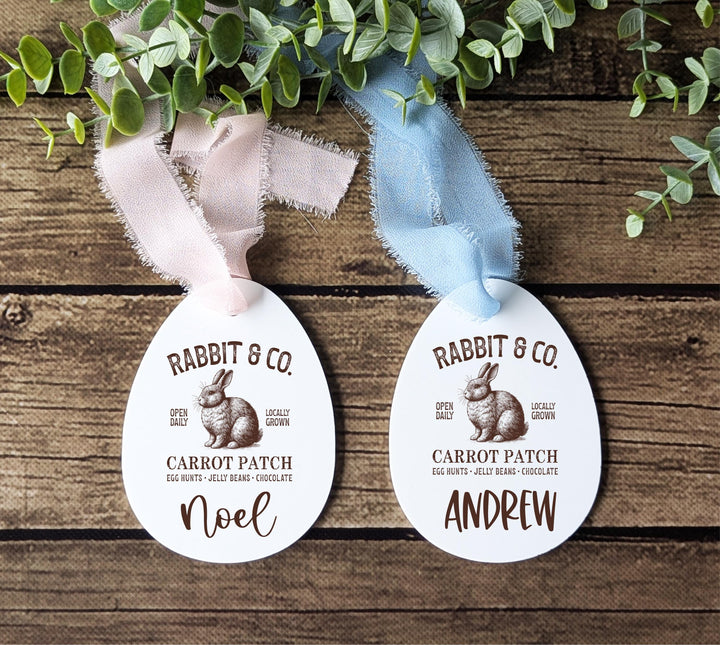 Personalized Vintage Bunny Easter Basket Name Tag