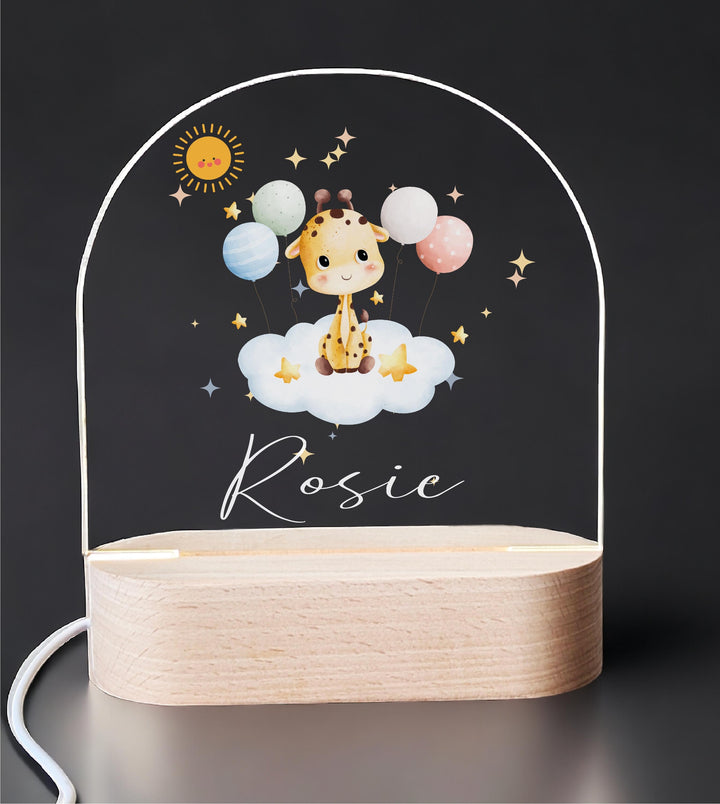 Personalized Giraffe Kids Room Light Decor Custom Name LED Light