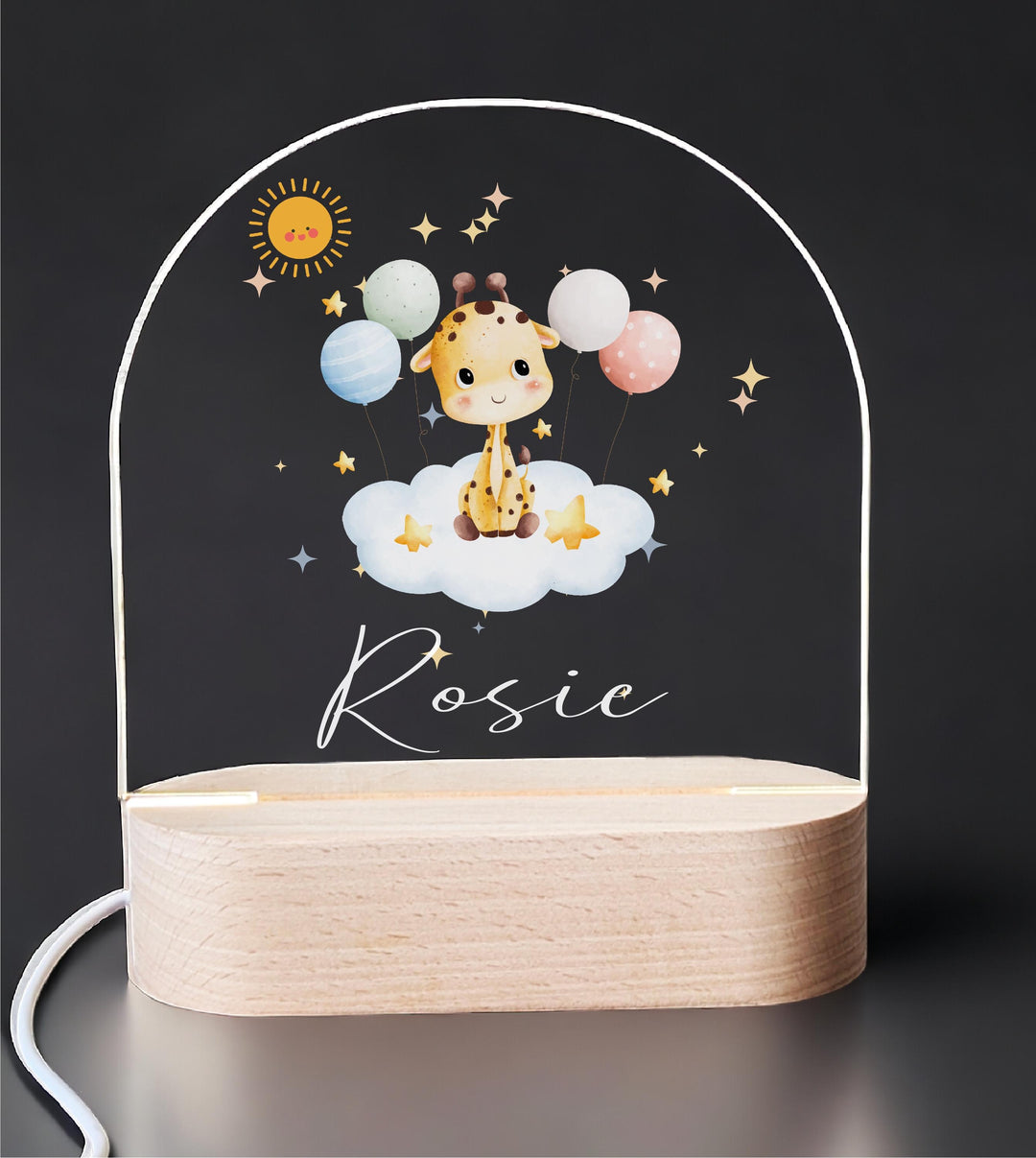 Personalized Giraffe Kids Room Decor LED Light