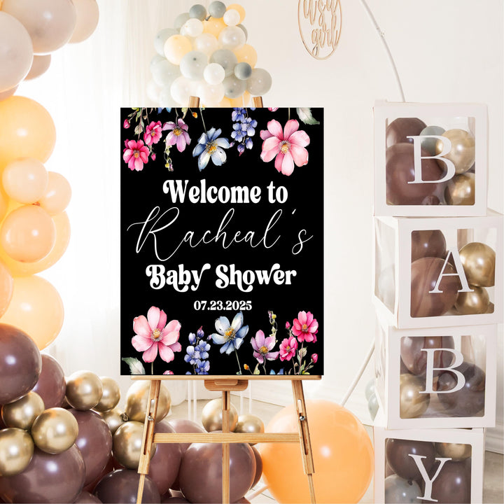 Custom Baby Shower Sign Wildflower Baby Shower Welcome Sign