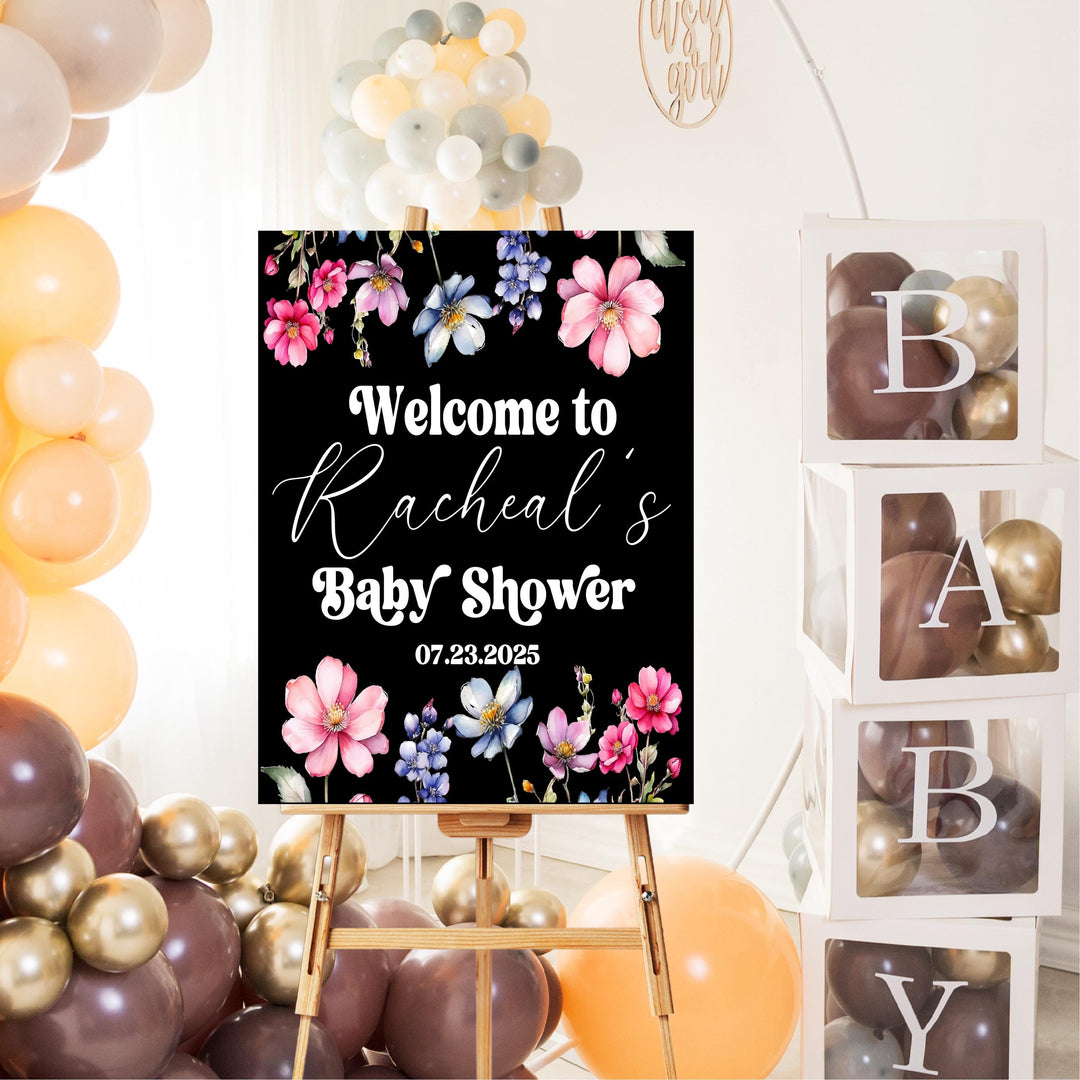 Custom Wildflower Baby Shower Welcome Sign