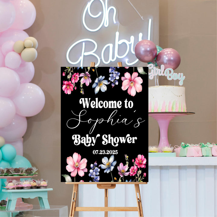 Custom Baby Shower Sign Wildflower Baby Shower Welcome Sign