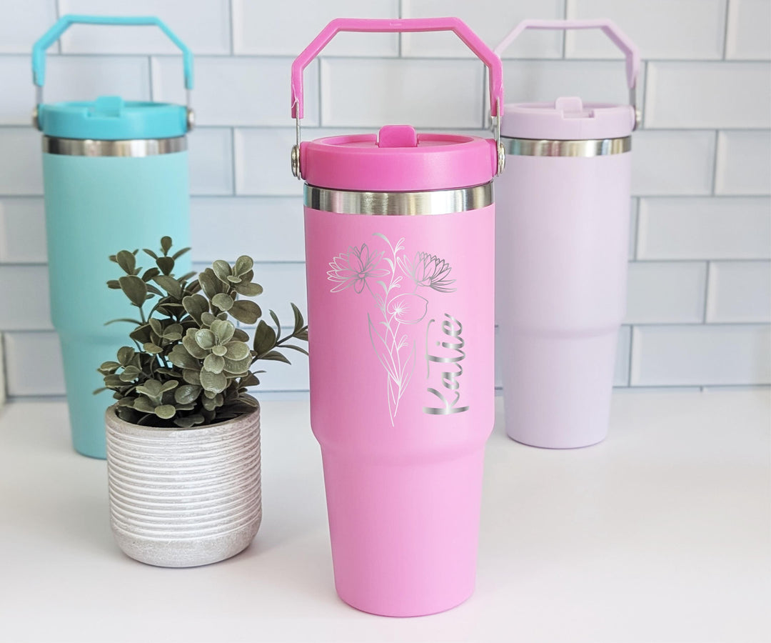 Birth Flower Tumbler Gift For Her 30oz Personalized Cup
