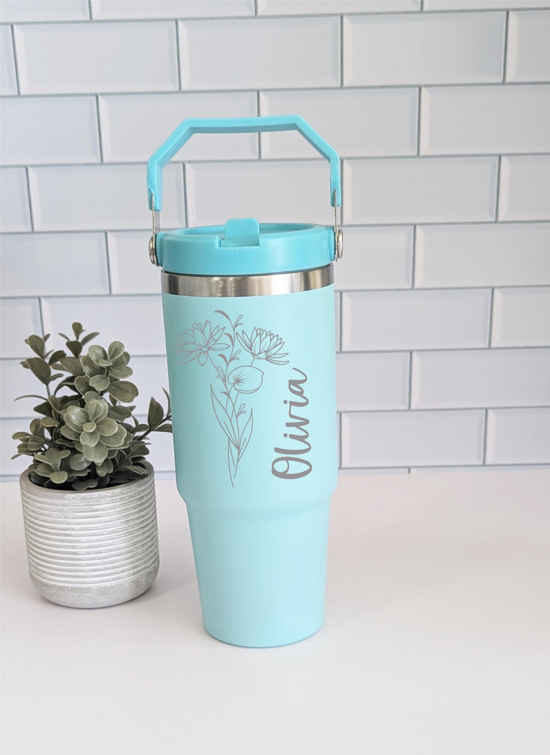 Bridesmaid Gift For Her With Name Cup 30oz Tumbler Flip Lid