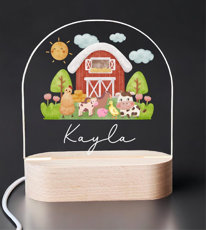 Farm Animal Led Night Light Floral Nursery Room Decor