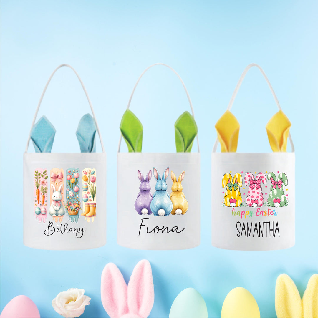 Easter Basket With Bunny Ears Personalized Egg Hunt Bag For Grandkids
