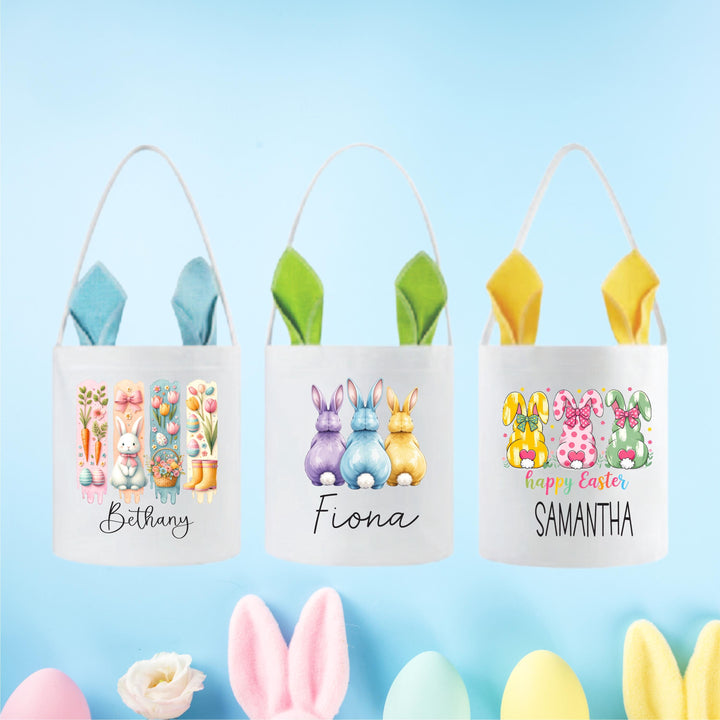 Custom Easter Treat Bag With Bunny Ears Personalized Egg Hunt Bag