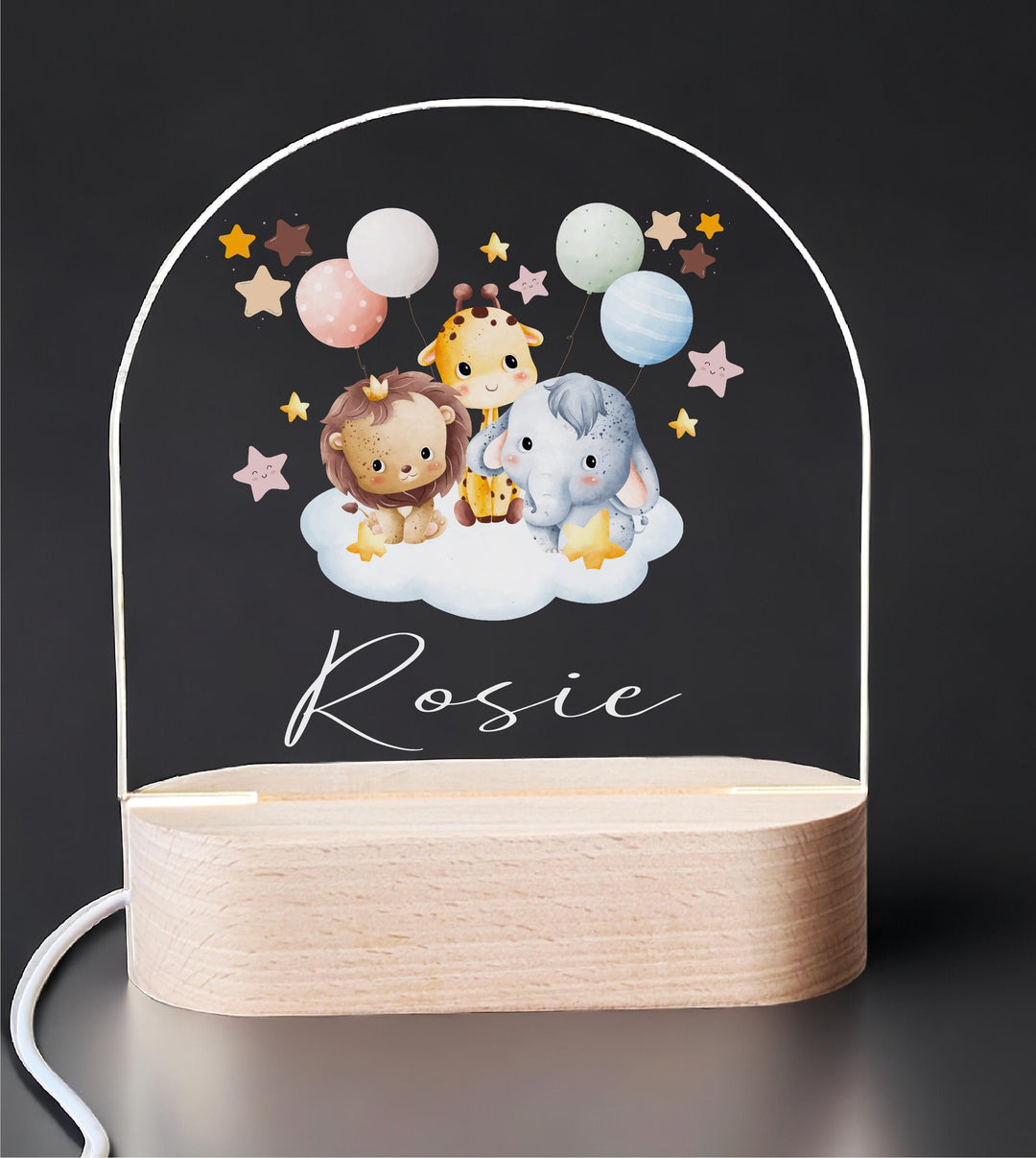 Personalized Safari Animal Room Light Decor for Baby Boy