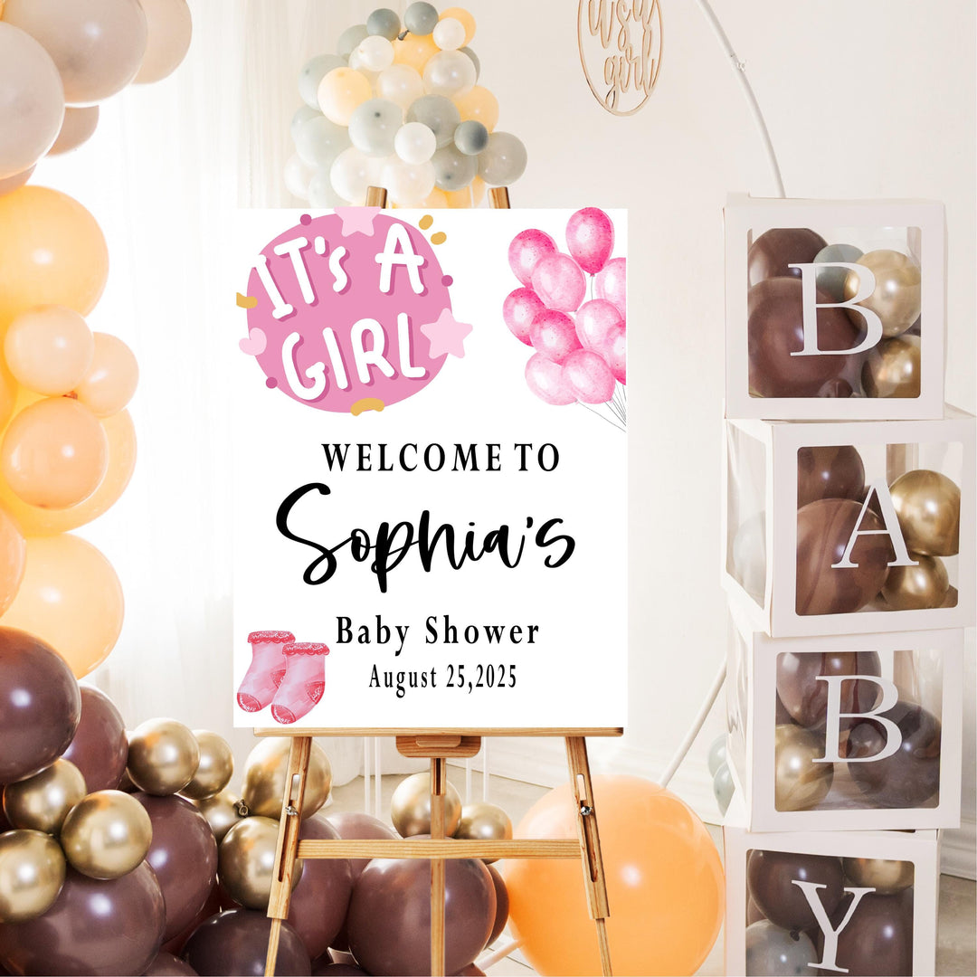It's a Girl Pink Acrylic Baby Shower Welcome Sign