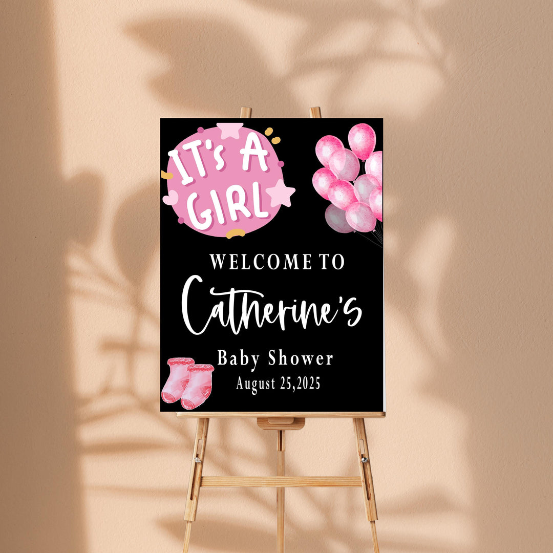 It's a Girl Pink Acrylic Baby Shower Welcome Sign
