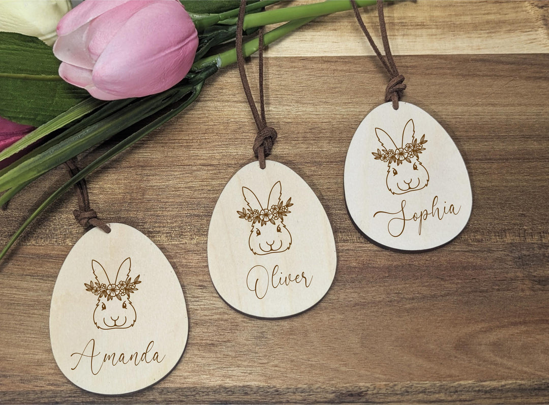 Kids Easter Bunny Name Tag – Minimalist Egg Design