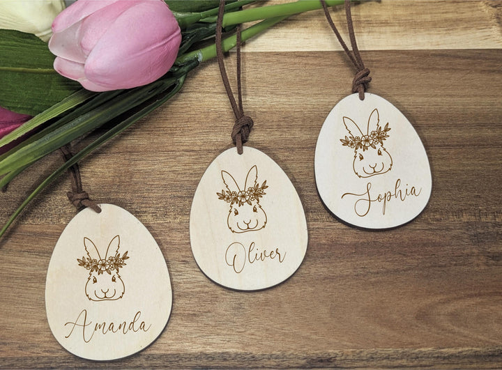 Kids Easter Bunny Name Tag – Minimalist Egg Design